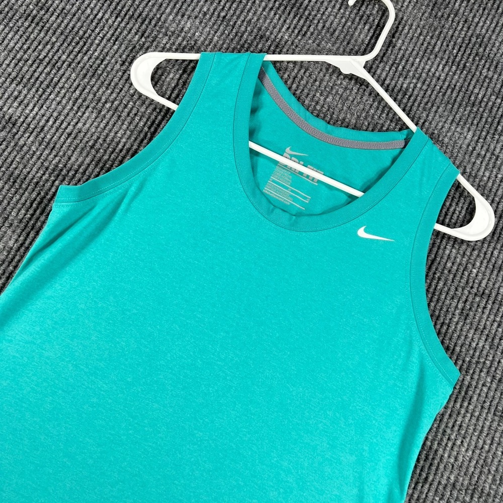 Nike Tank Top Shirt Womens Medium Teal Green Sleeveless Dri Fit Workout Gym